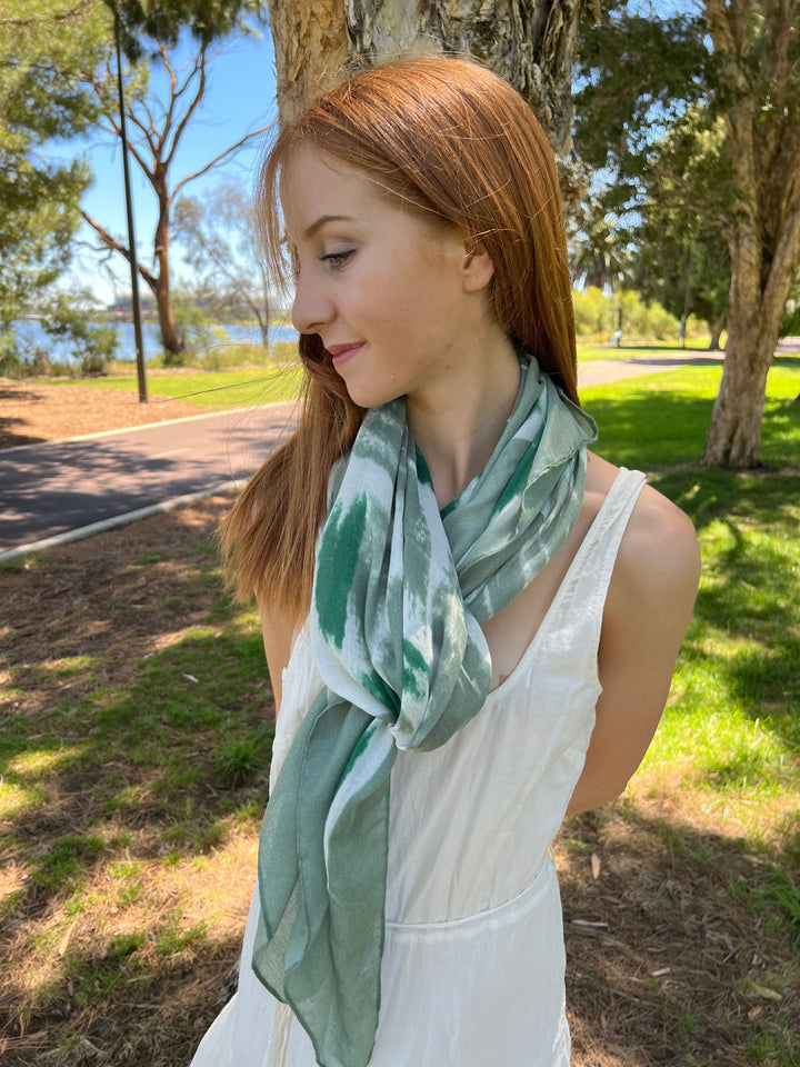 Scarves Australia Scarves & Shawls Green Scarf -Patterned Scarf - Block Shades