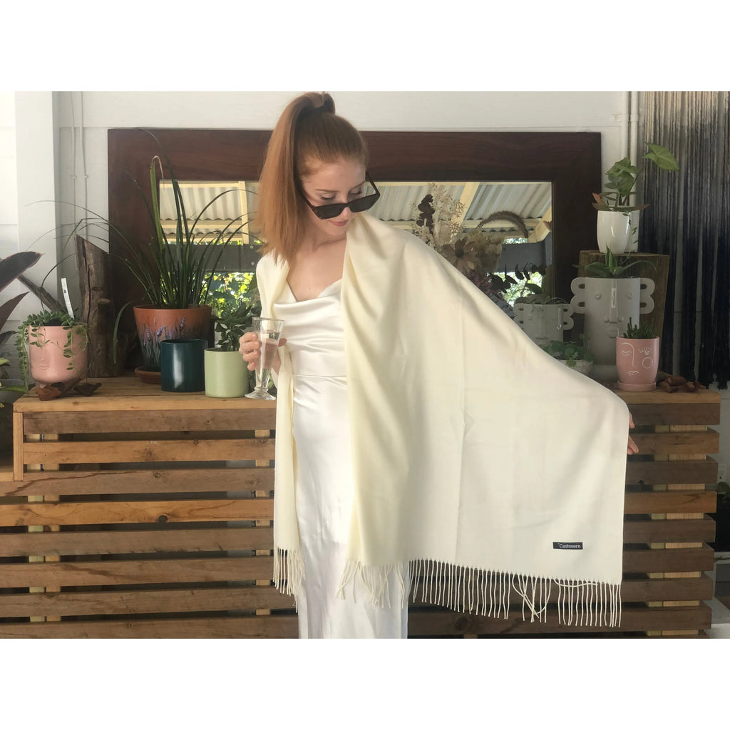 White 2024 pashmina scarf