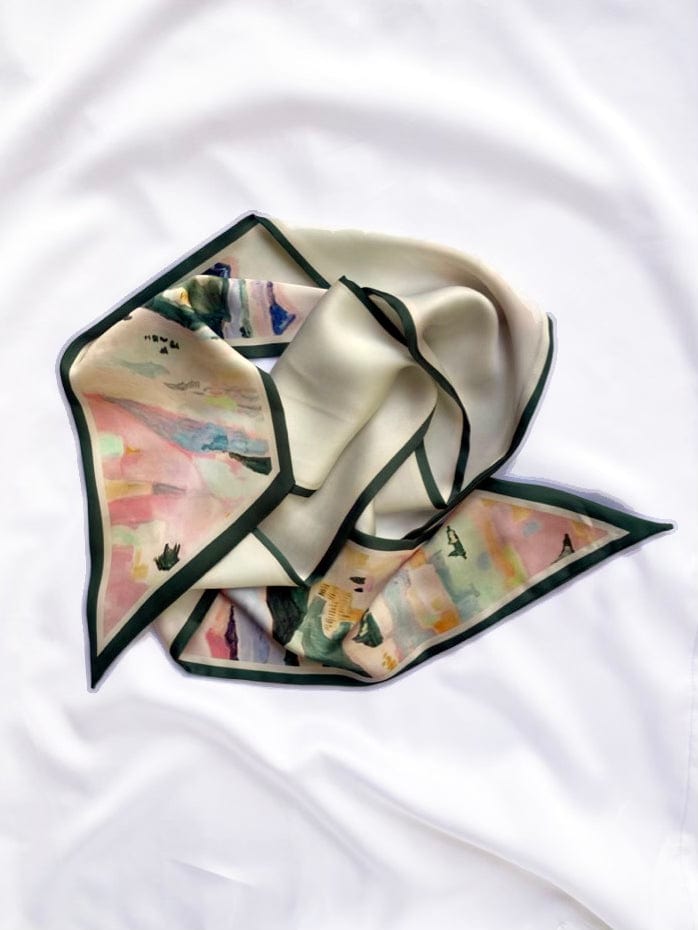 Scarves Australia Silk Scarf Skinny Scarf - Silk Scarf - Green Abstract Print