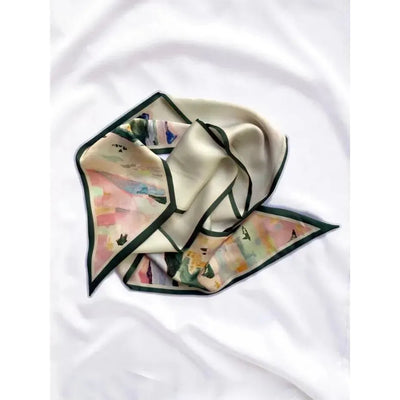 Scarves Australia Silk Scarf Skinny Scarf - Silk Scarf - Green Abstract Print