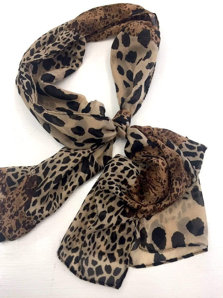 Scarves Australia Silk Scarves Scarf Silk Black Brown Animal Print -Neck Scarf